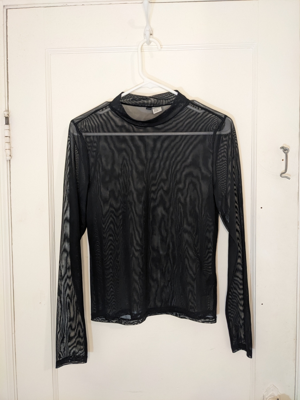 H&M Black Sheer Mesh Long-Sleeve Top